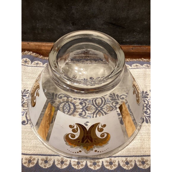 LIBBEY Gold Leaf Frosted Glass Chip And Dip Vintage Entertainment Bowl Set - Picture 3 of 11